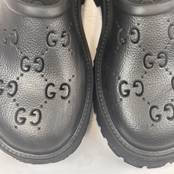 Gucci Elea GG Rubber Platform Clog Slides Black Lug Sole Mule EU 38 Women - Picture 6 of 16